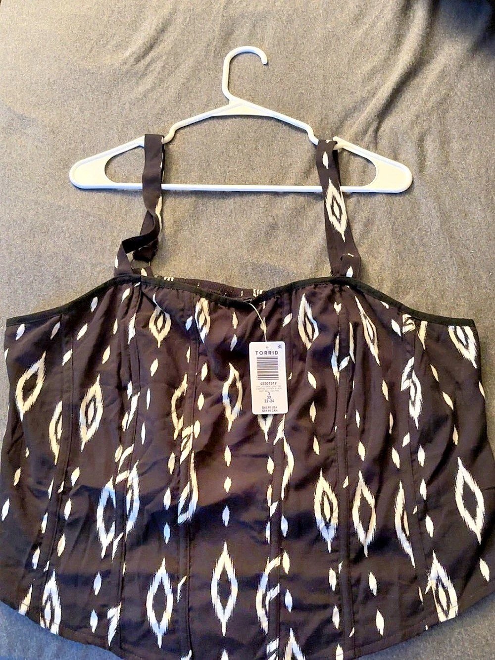 Torrid Challis Corset Crop Top Black & White 3X NWT